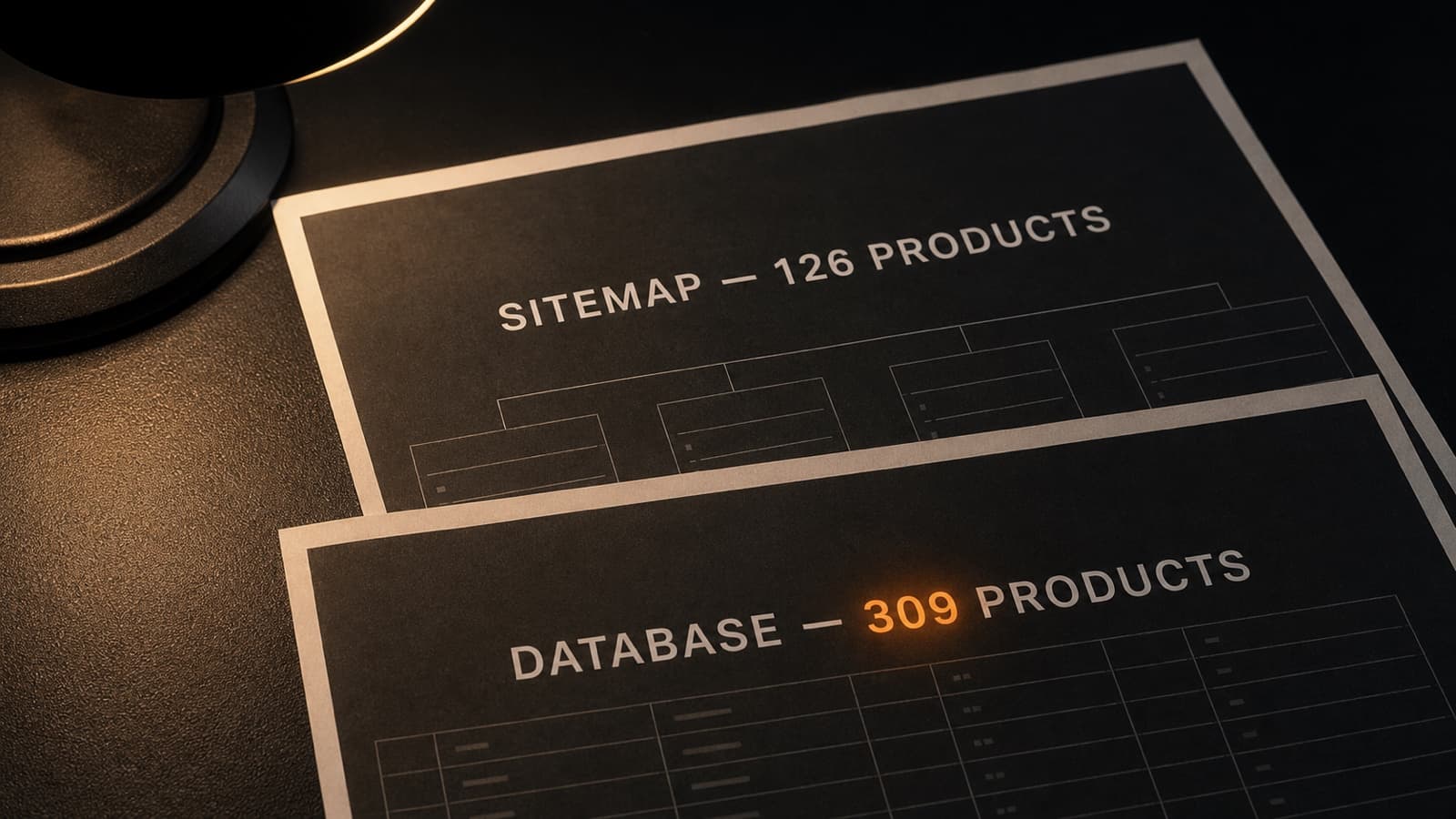 The sitemap said 126. The database said 309. Sizing the migration from the wrong file would have left a third of the catalogue behind.